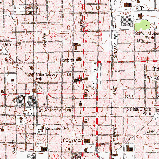 Topographic Map of First Baptist Church, OK
