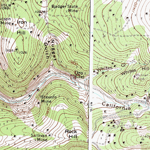 Topographic Map of Oro (historical), CO
