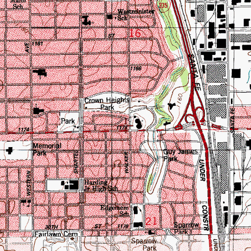 Topographic Map of First Christian Church, OK
