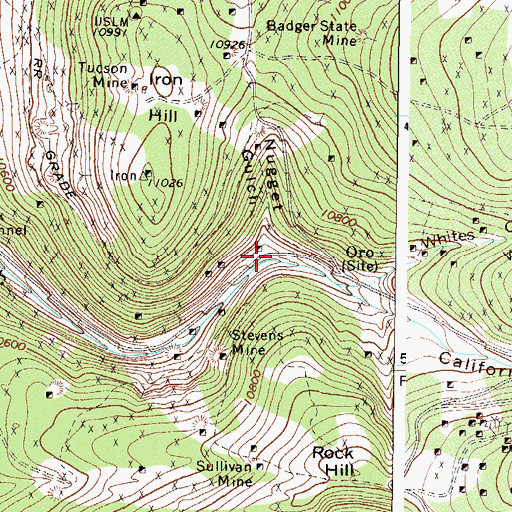 Topographic Map of Nugget Gulch, CO