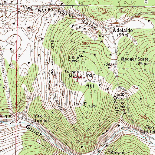 Topographic Map of Tucson Mine, CO