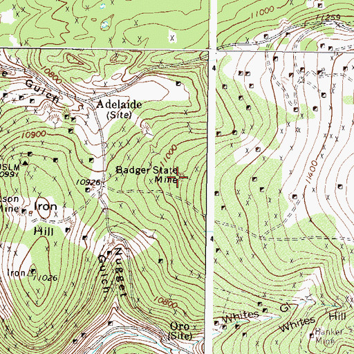 Topographic Map of Badger State Mine, CO