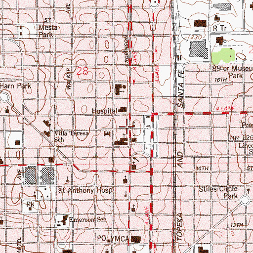 Topographic Map of First Lutheran Church, OK