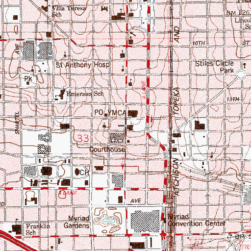 Topographic Map of First United Methodist Church, OK