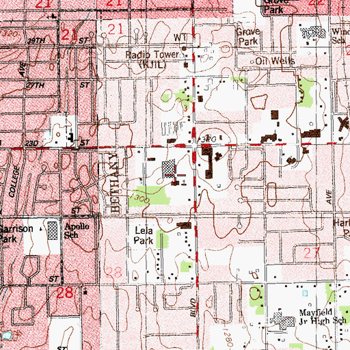 Topographic Map of Forest Hill Christian Church, OK