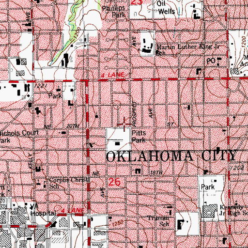 Topographic Map of Fourth Church of Christ, OK