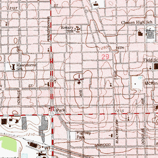 Topographic Map of Free Methodist Church, OK