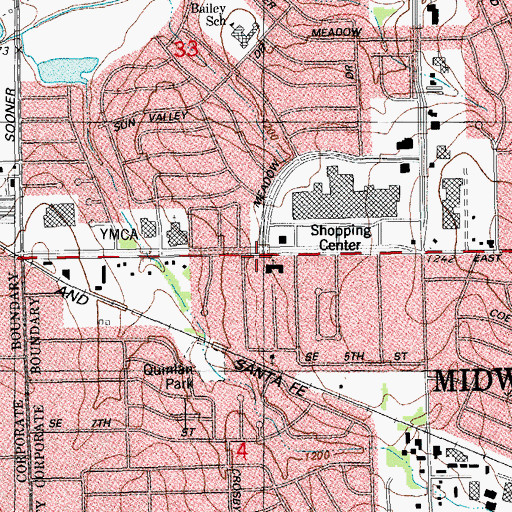 Topographic Map of Free Methodist Church, OK
