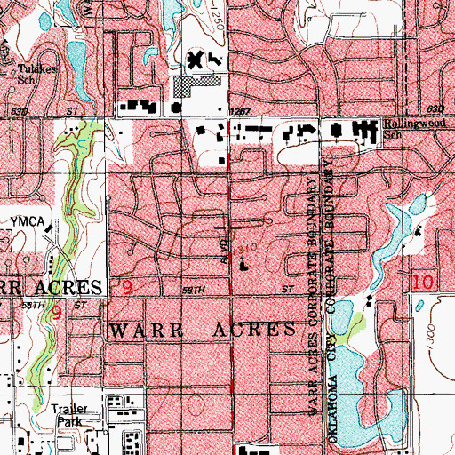 Topographic Map of Free Methodist Church, OK