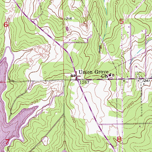 Topographic Map of Friendship Pentecostal Church, OK