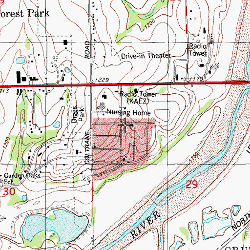 Topographic Map of Garden Addition Baptist Church, OK