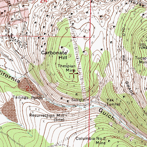 Topographic Map of Thespian Mine, CO