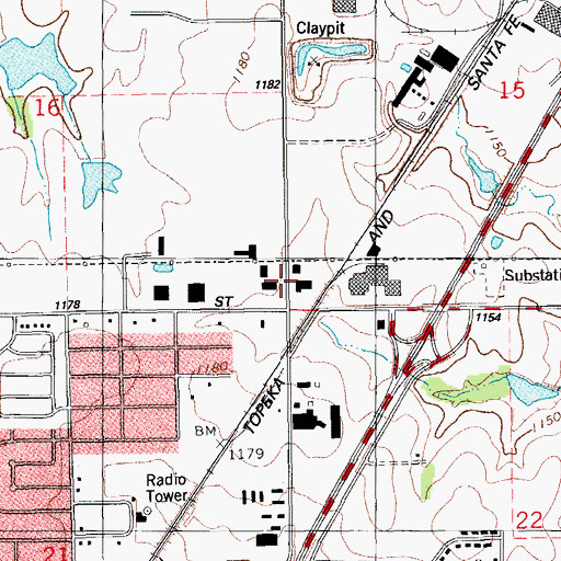 Topographic Map of Godlife Community Church, OK