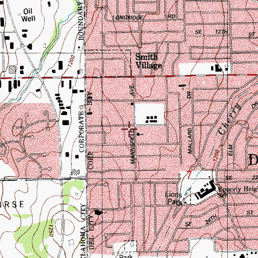 Topographic Map of Gospel Mission Baptist Church, OK