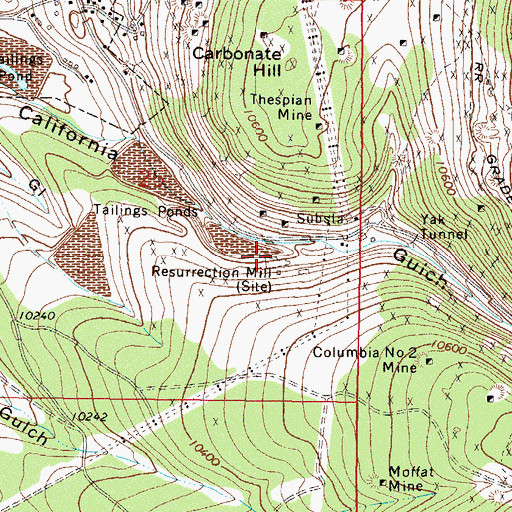 Topographic Map of Resurrection Mill, CO