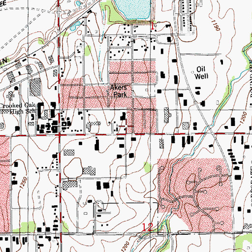 Topographic Map of Grace Baptist Church, OK