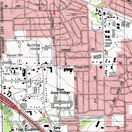 Topographic Map of Grace Bible Church, OK