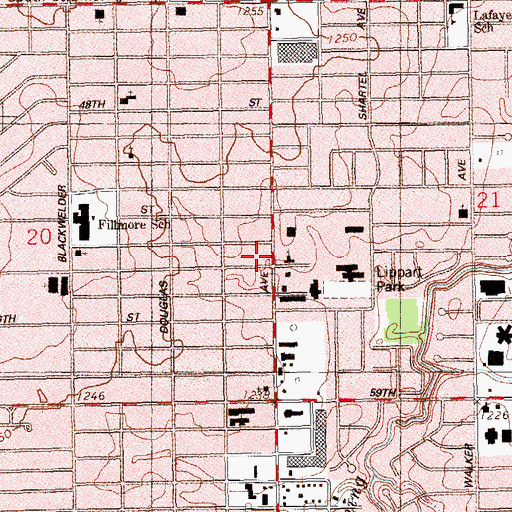 Topographic Map of Grace Lutheran Church, OK
