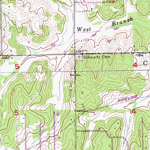 Topographic Map of Grace Place Baptist Church, OK