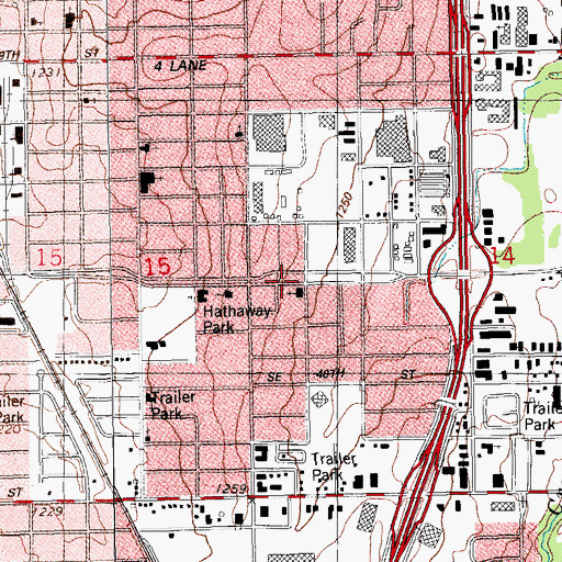 Topographic Map of Grand Boulevard Baptist Church, OK