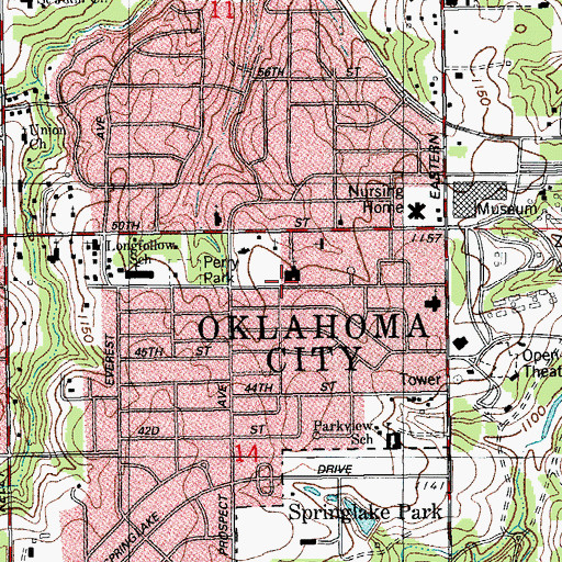 Topographic Map of Greater Cleaves Memorial CME, OK