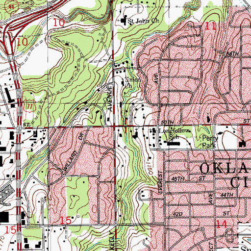 Topographic Map of Greater Shiloh Baptist Church, OK