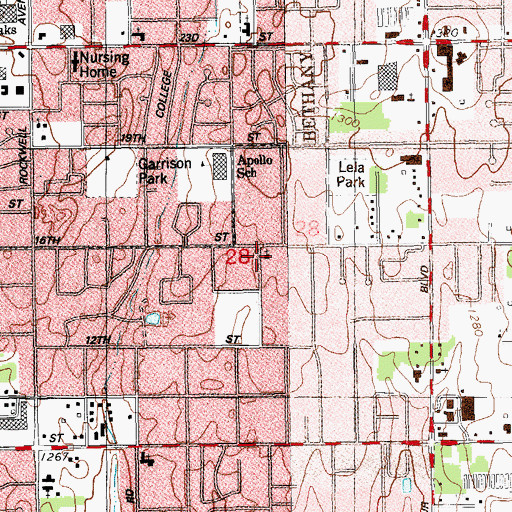 Topographic Map of Harbors Light Assembly of God, OK