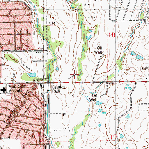 Topographic Map of Highland Baptist Church, OK