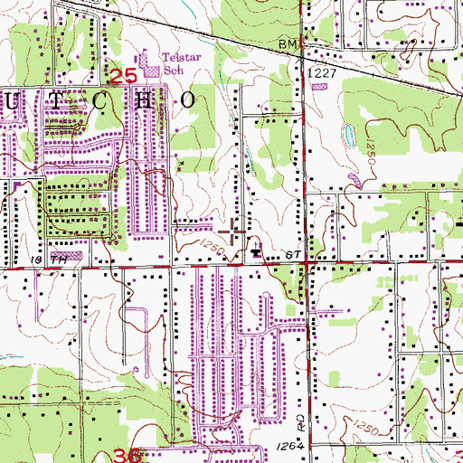 Topographic Map of Hillcrest Baptist Church, OK