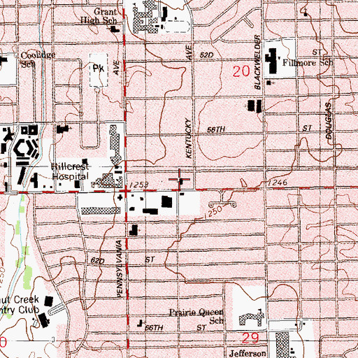 Topographic Map of Hillcrest Christian Church, OK