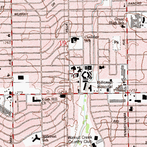 Topographic Map of Hillcrest Heights Baptist Church, OK