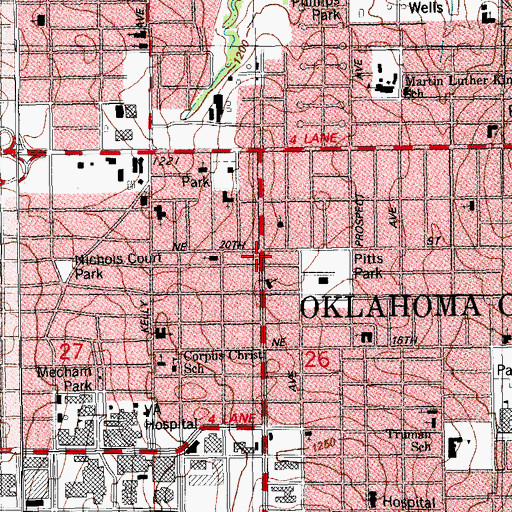 Topographic Map of Holy Devine Baptist Church, OK