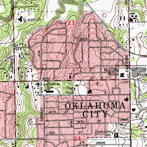 Topographic Map of Holy Temple Baptist Church, OK