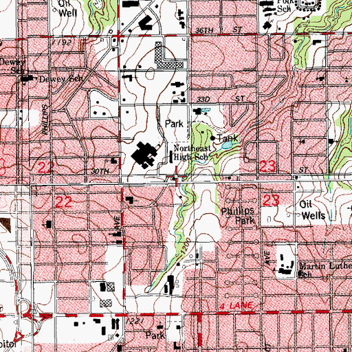 Topographic Map of Hope Memorial Baptist Church, OK