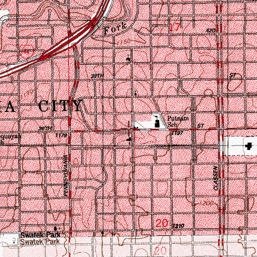 Topographic Map of Immanuel Lutheran MO Synod, OK