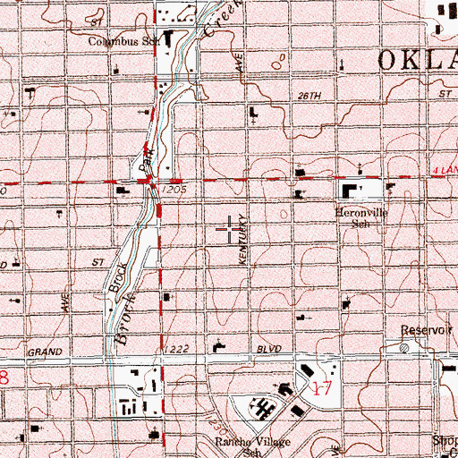 Topographic Map of Inner City Church of God, OK