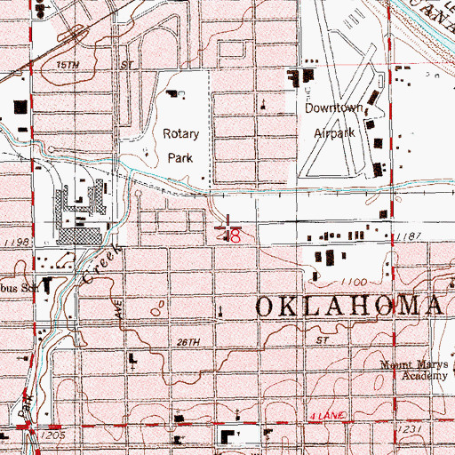 Topographic Map of Inner-City Church, OK