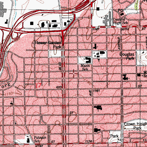 Topographic Map of Intercity Worship Center, OK