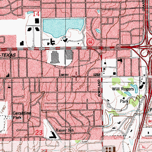 Topographic Map of Kingdom Hall of Jehovahs Witnesses, OK
