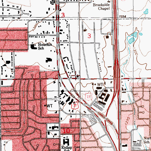Topographic Map of Kingdom Hall of Jehovahs Witnesses-Moore, OK