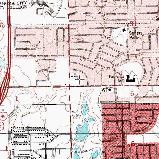 Topographic Map of Kingdom Hall of Jehovahs Witnesses-South Lake, OK