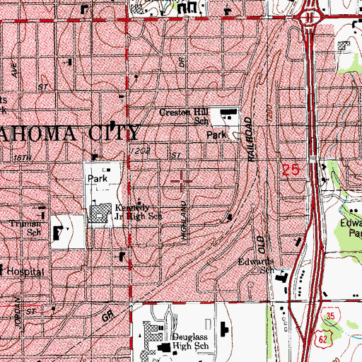 Topographic Map of Jesus Church, OK