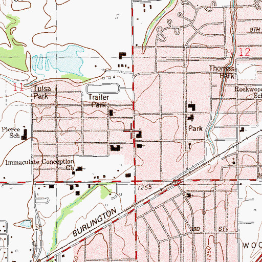 Topographic Map of Jordan Baptist Church, OK