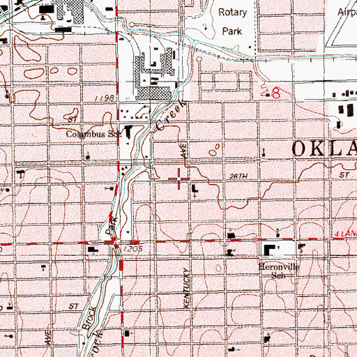 Topographic Map of Kentucky Avenue Baptist Church, OK