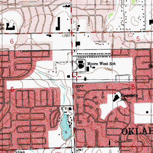 Topographic Map of Kingspark Baptist Church, OK