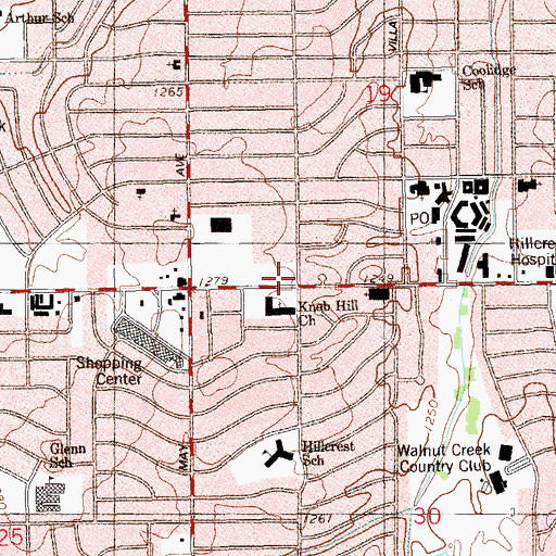Topographic Map of Knob Hill Baptist Church, OK