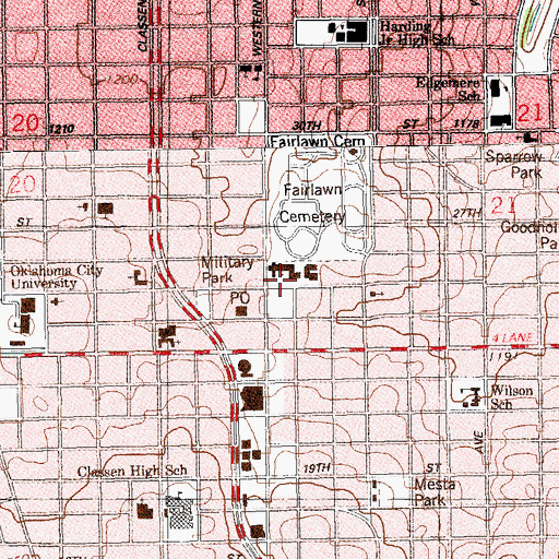 Topographic Map of Korean First Presbyterian Church, OK