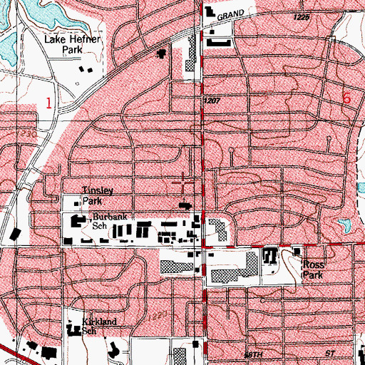 Topographic Map of Lakeside United Methodist Church, OK