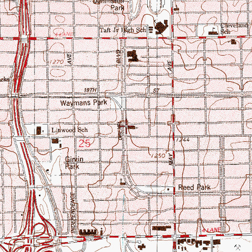 Topographic Map of Linwood United Methodist Church, OK
