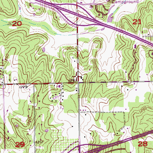 Topographic Map of Living Waters Tabernacle Church, OK